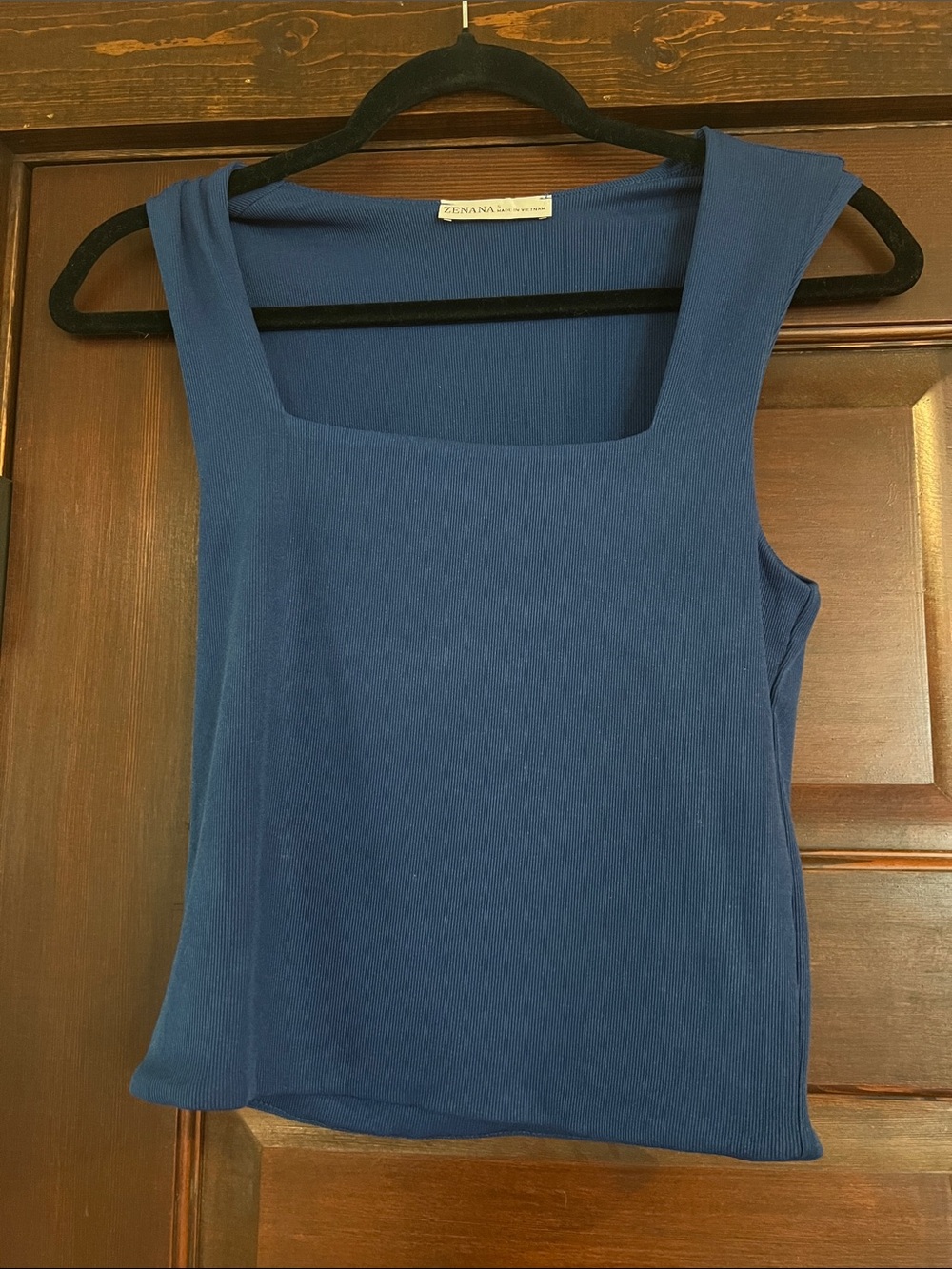Zenana Outfitters Ribbed Square-Neck Tank Top - Royal Blue